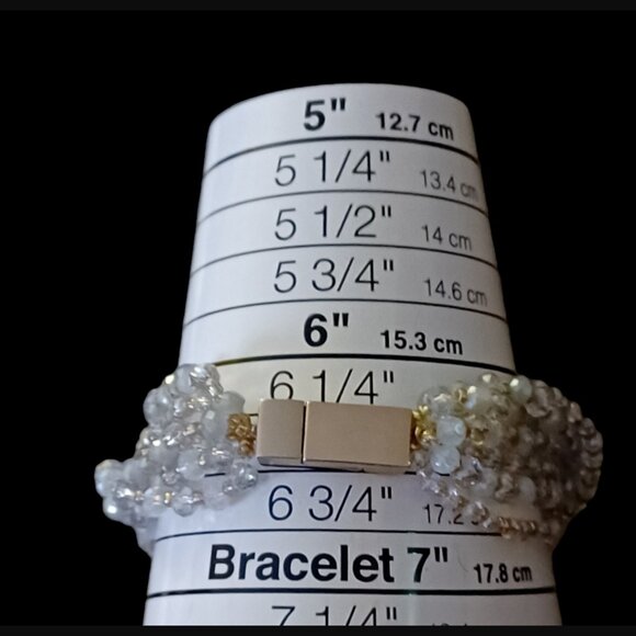 Loft 7 Strand Silver Tone Beaded Magnetic Clasp 6.5" Bracelet - Picture 3 of 6